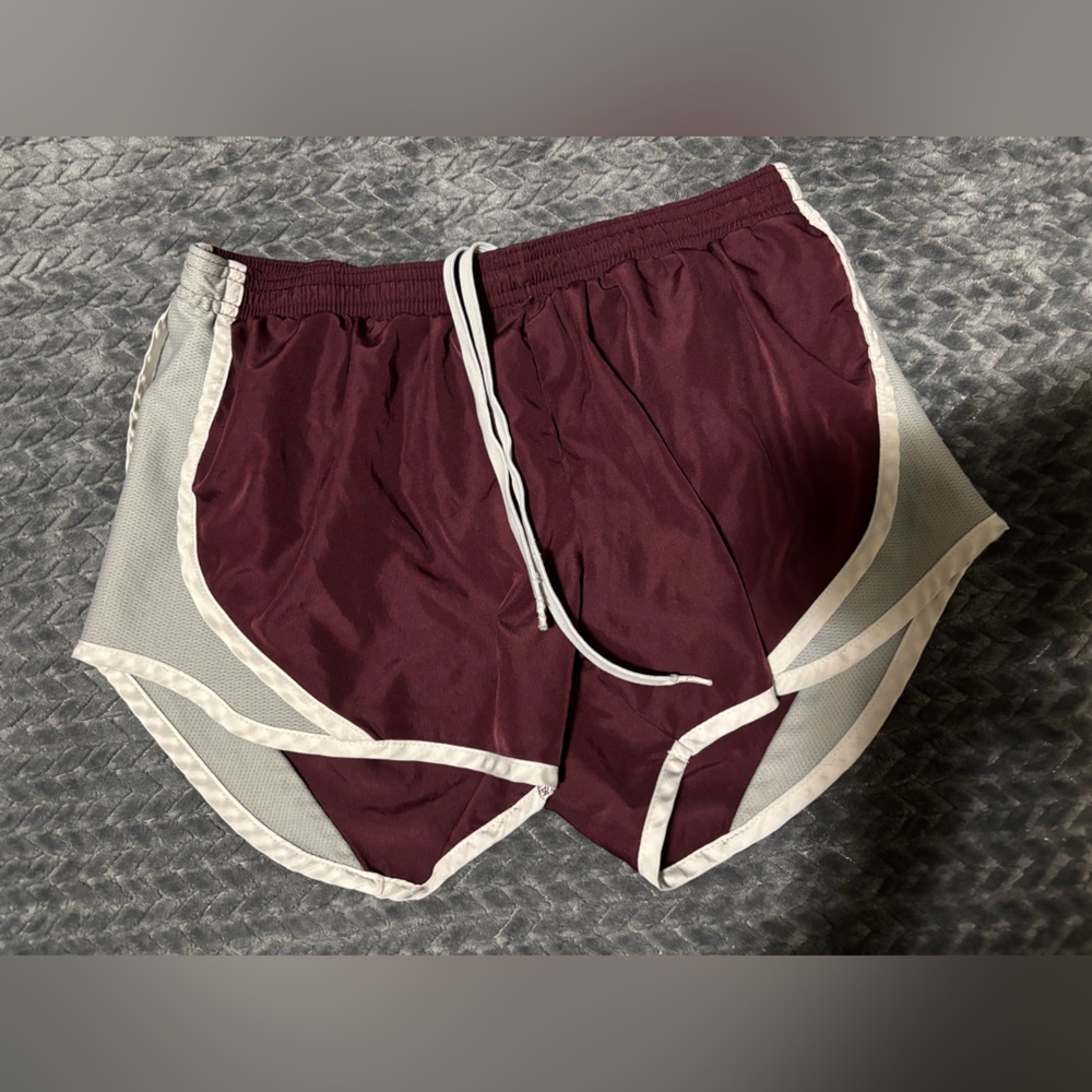 Women's Athletic Shorts in Maroon and White